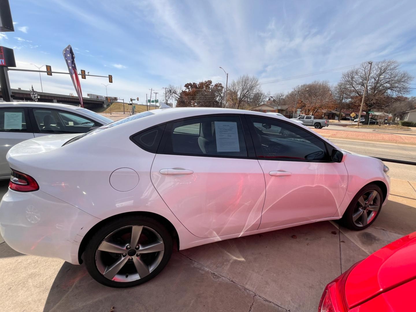 2015 WHITE DODGE DART SXT SXT (1C3CDFBB3FD) with an 2.4L L4 DOHC 16V engine, located at 8101 E. Skelly Dr., Tulsa, OK, 74129, (918) 592-3593, 36.121891, -95.888802 - Photo#2